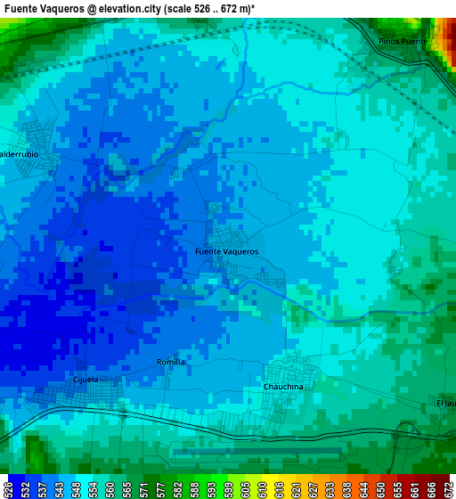 Fuente Vaqueros elevation map