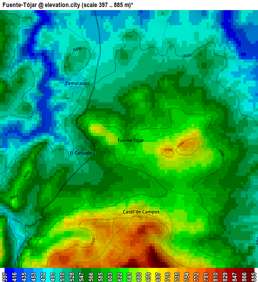 Fuente-Tójar elevation map