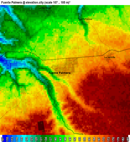 Fuente Palmera elevation map