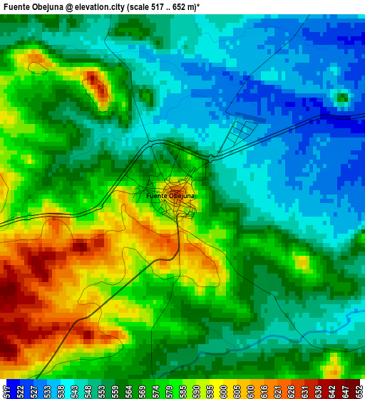 Fuente Obejuna elevation map