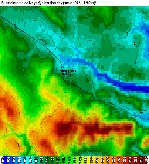 Fuentelespino de Moya elevation map