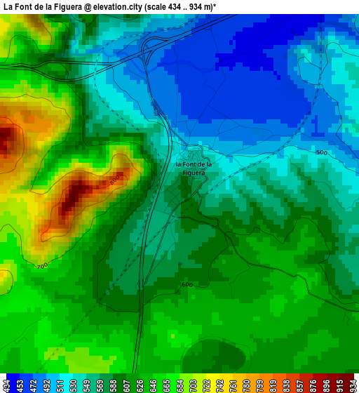 La Font de la Figuera elevation map