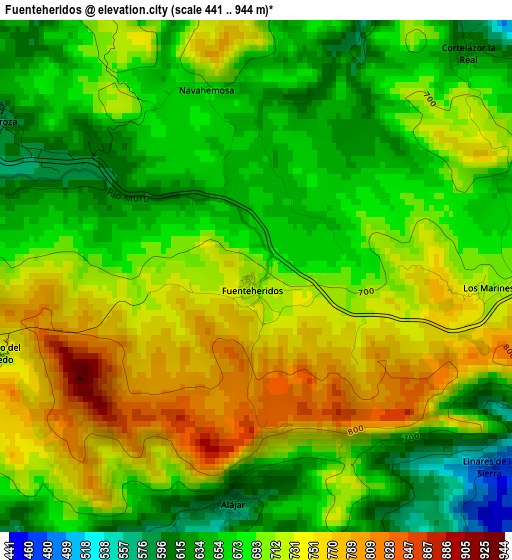 Fuenteheridos elevation map