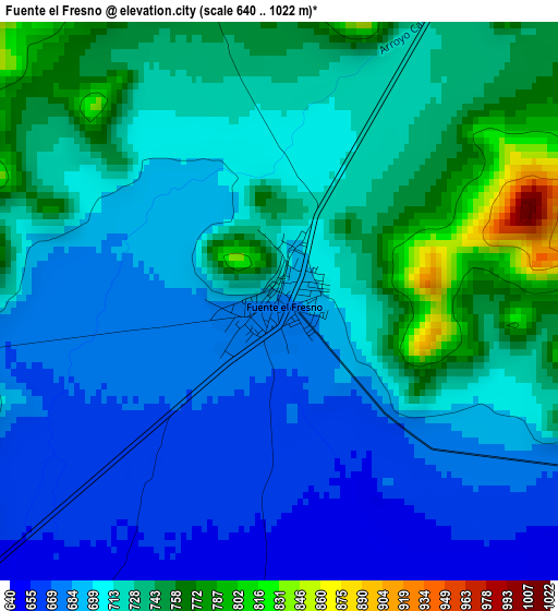 Fuente el Fresno elevation map