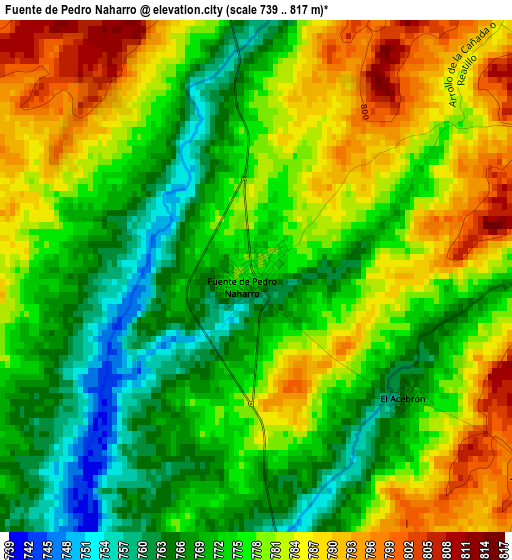 Fuente de Pedro Naharro elevation map