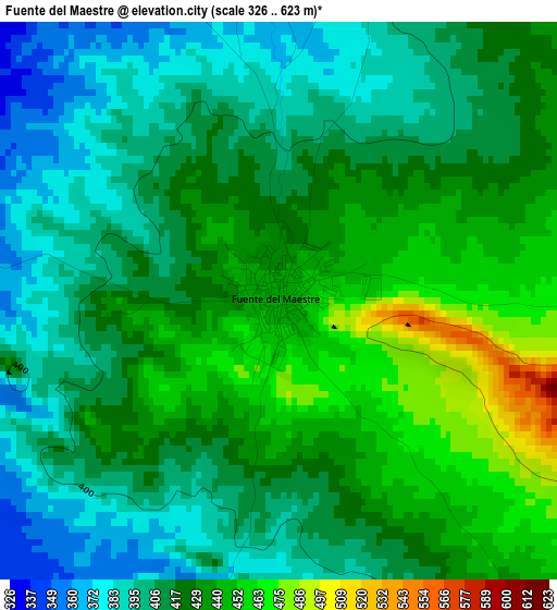 Fuente del Maestre elevation map