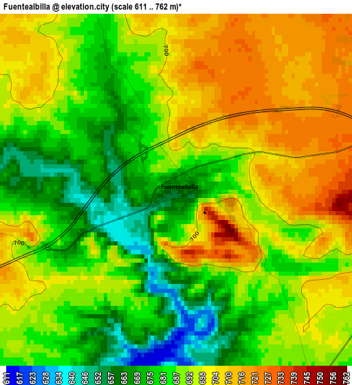 Fuentealbilla elevation map