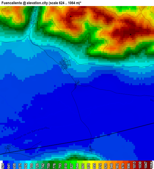 Fuencaliente elevation map