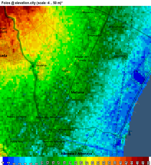 Foios elevation map