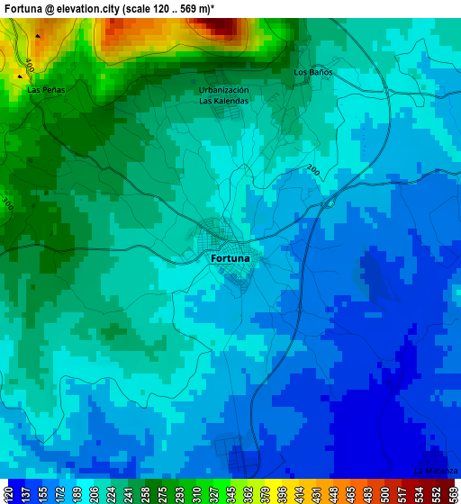 Fortuna elevation map