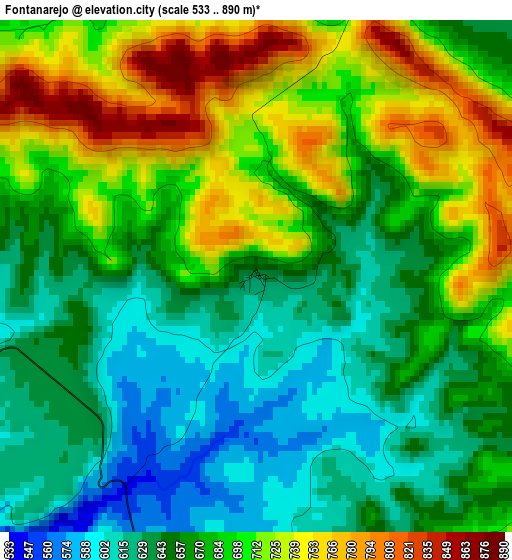 Fontanarejo elevation map