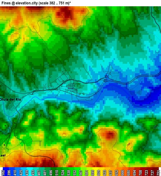 Fines elevation map