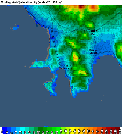 Vouliagméni elevation map