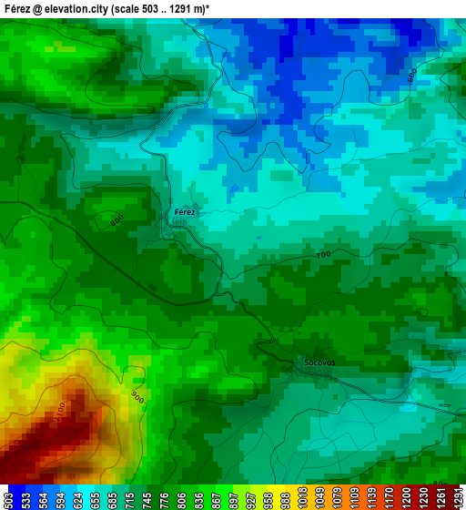 Férez elevation map