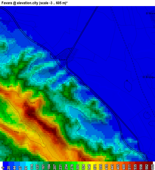 Favara elevation map