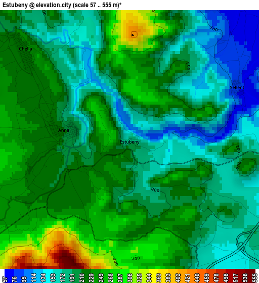 Estubeny elevation map