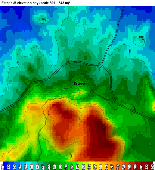 Estepa elevation map