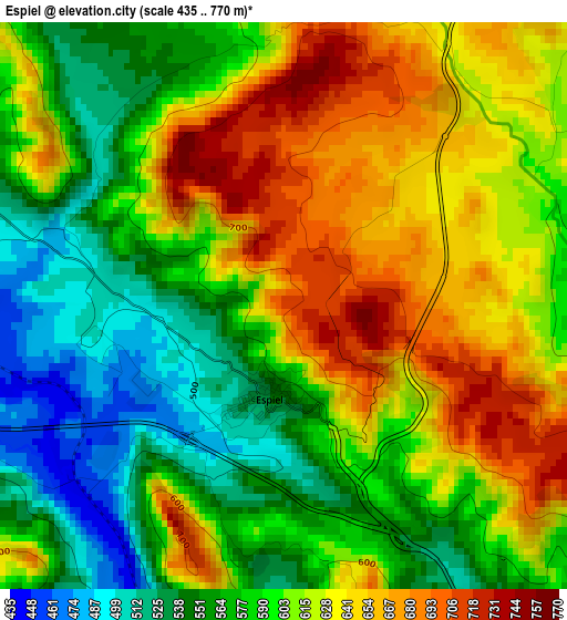 Espiel elevation map