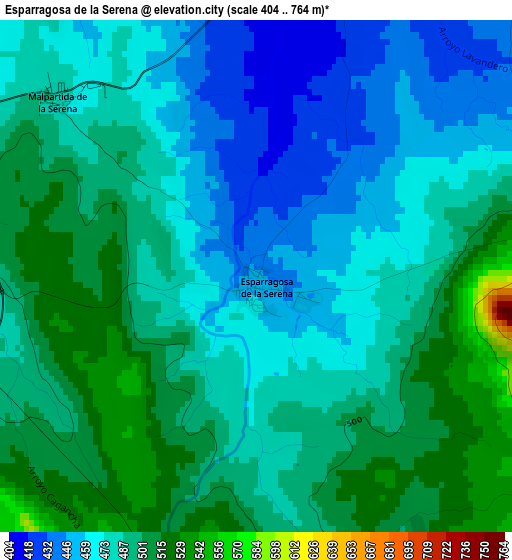 Esparragosa de la Serena elevation map