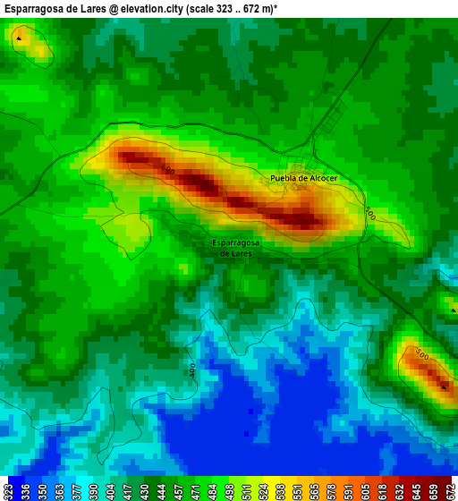 Esparragosa de Lares elevation map