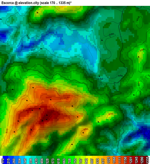 Escorca elevation map