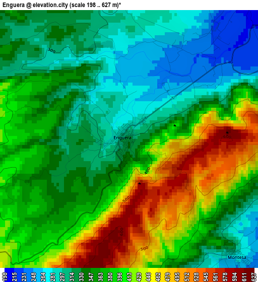 Enguera elevation map