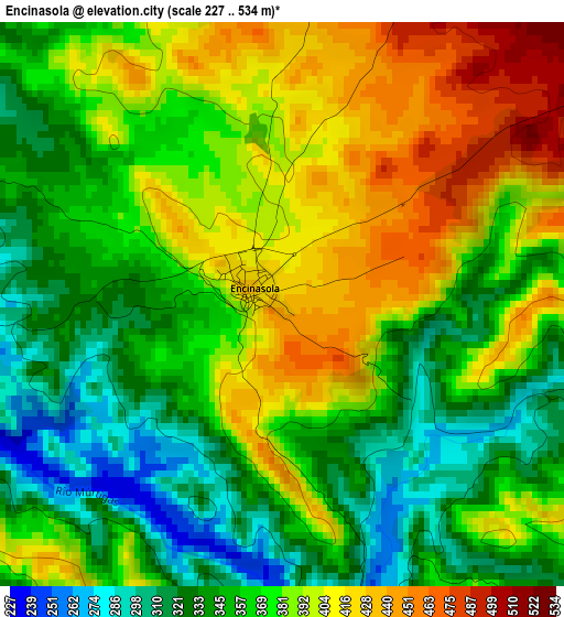 Encinasola elevation map