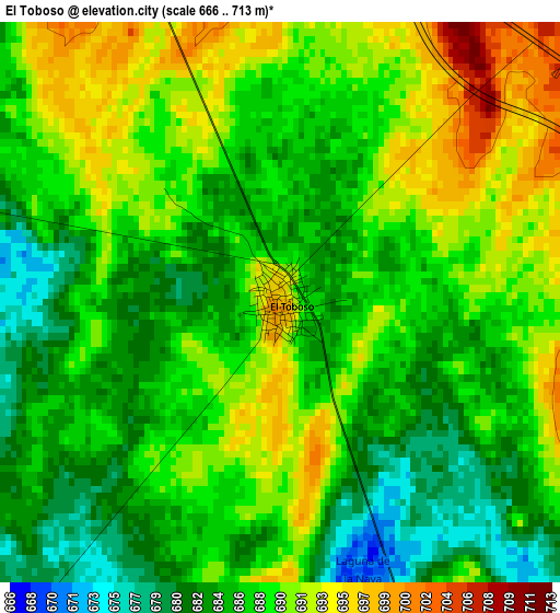 El Toboso elevation map