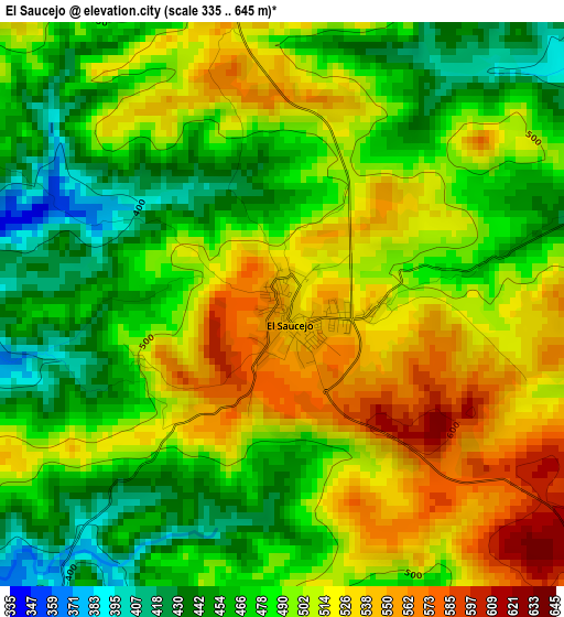 El Saucejo elevation map