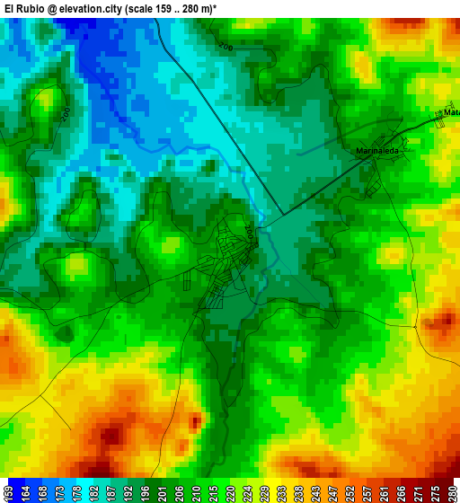 El Rubio elevation map