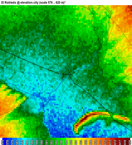 El Robledo elevation map