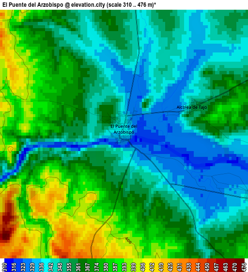 El Puente del Arzobispo elevation map