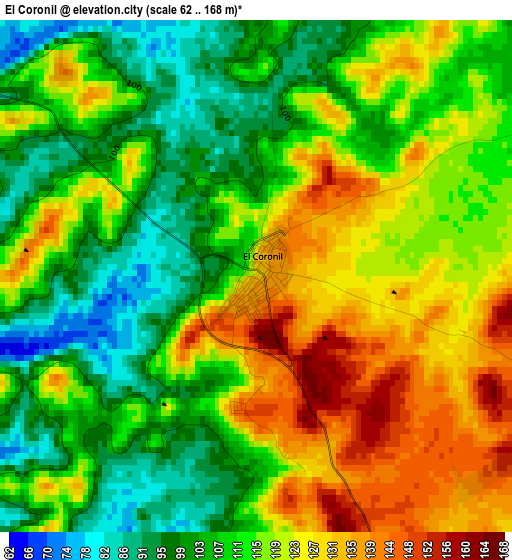 El Coronil elevation map