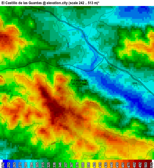 El Castillo de las Guardas elevation map