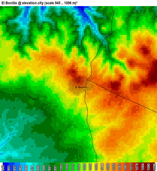 El Bonillo elevation map