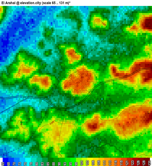 El Arahal elevation map