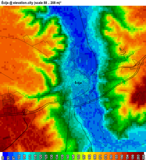 Écija elevation map