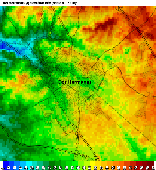 Dos Hermanas elevation map