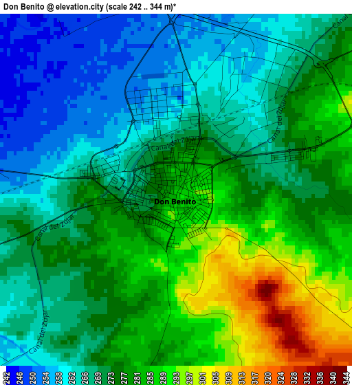 Don Benito elevation map