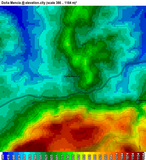 Doña Mencía elevation map