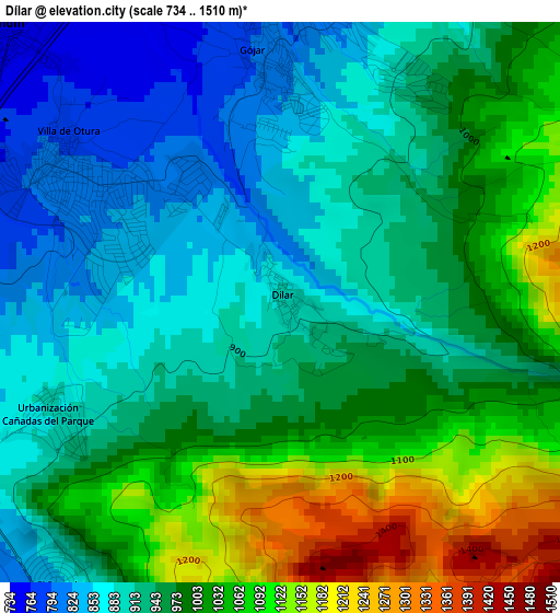 Dílar elevation map