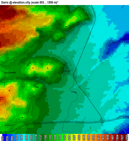 Darro elevation map