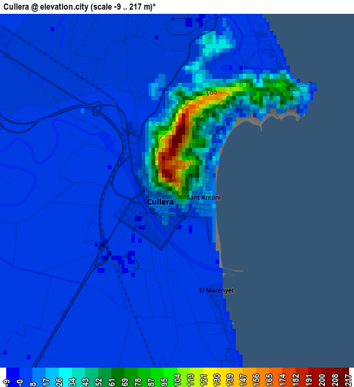 Cullera elevation map