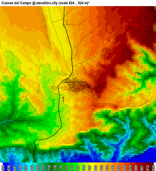 Cuevas del Campo elevation map