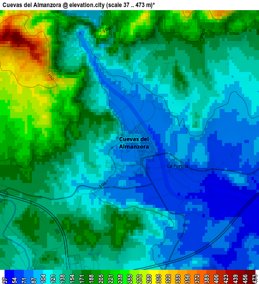 Cuevas del Almanzora elevation map