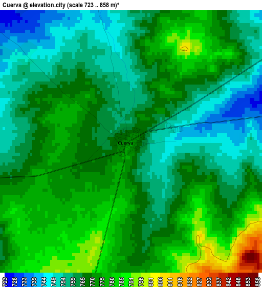 Cuerva elevation map