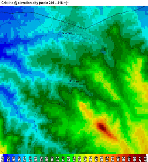 Cristina elevation map