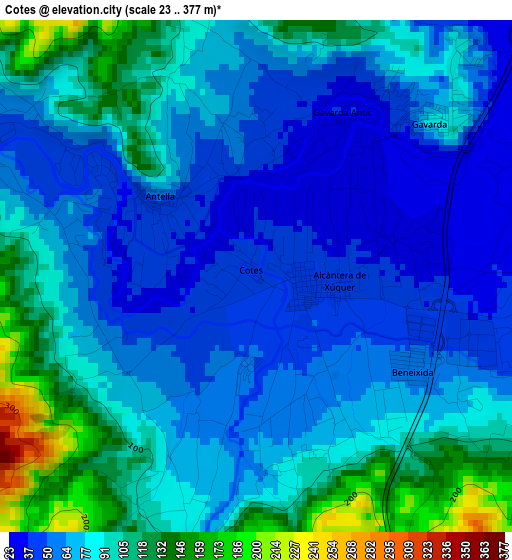 Cotes elevation map