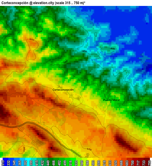 Corteconcepción elevation map