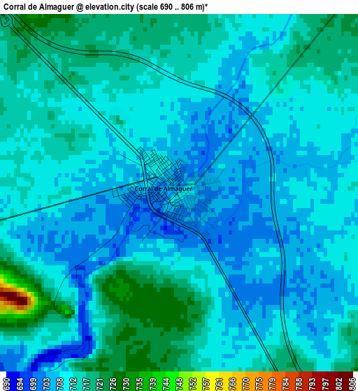 Corral de Almaguer elevation map